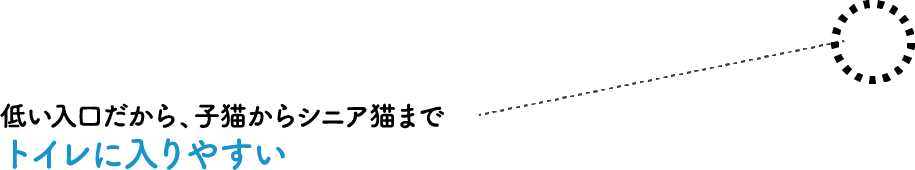 低い入口だから、子猫からシニア猫までトイレに入りやすい