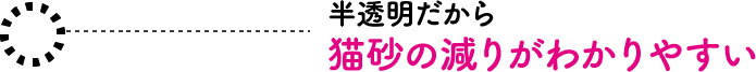 半透明だから猫砂の減りがわかりやすい