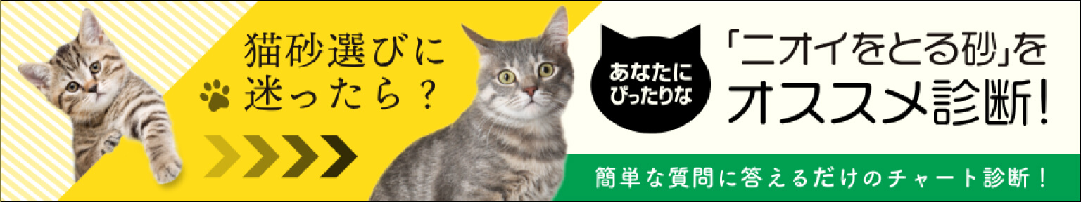 猫砂選びに迷ったら？あなたにぴったりな「ニオイをとる砂」をオススメ診断！簡単な質問に答えるだけのチャート診断！