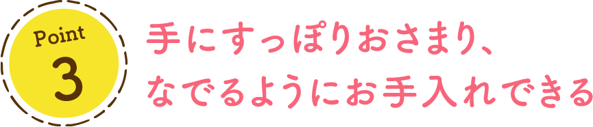 Point3 手にすっぽりおさまり、なでるようにお手入れできる