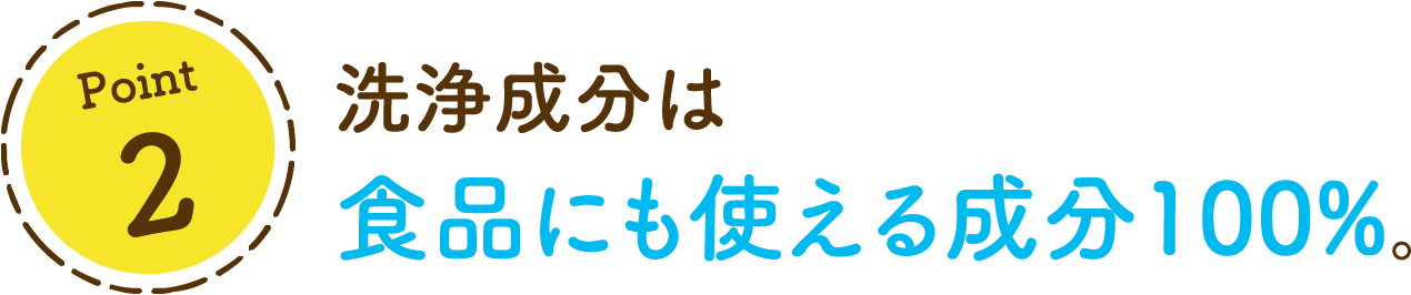 Point 2洗浄成分は食品にも使える成分100%。