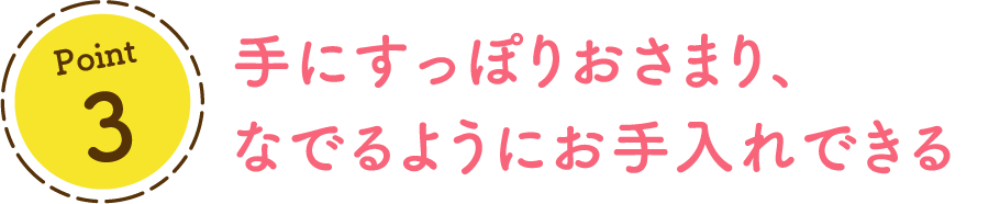 Point3 手にすっぽりおさまり、なでるようにお手入れできる