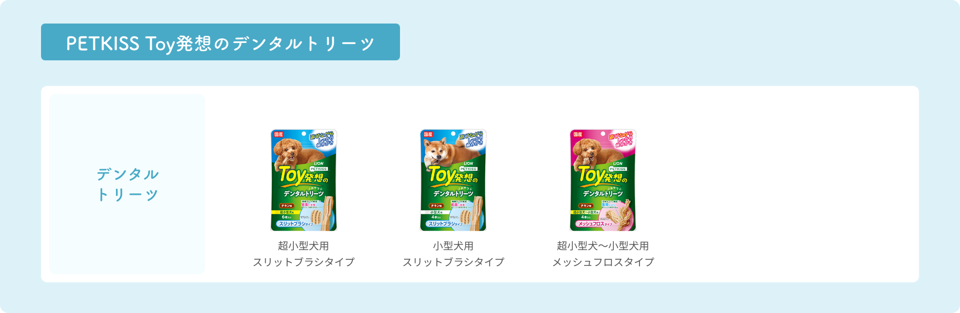【PETKISS Toy発想のデンタルトリーツ】商品パッケージ