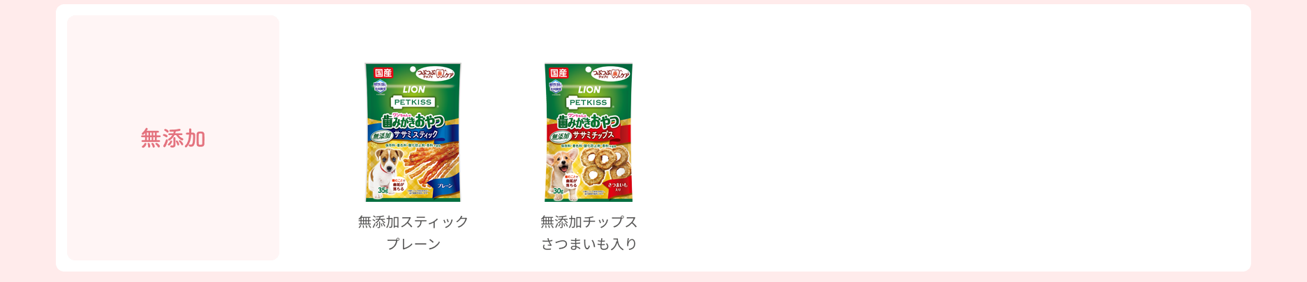 【ワンちゃんの歯みがきおやつ 無添加】商品パッケージ